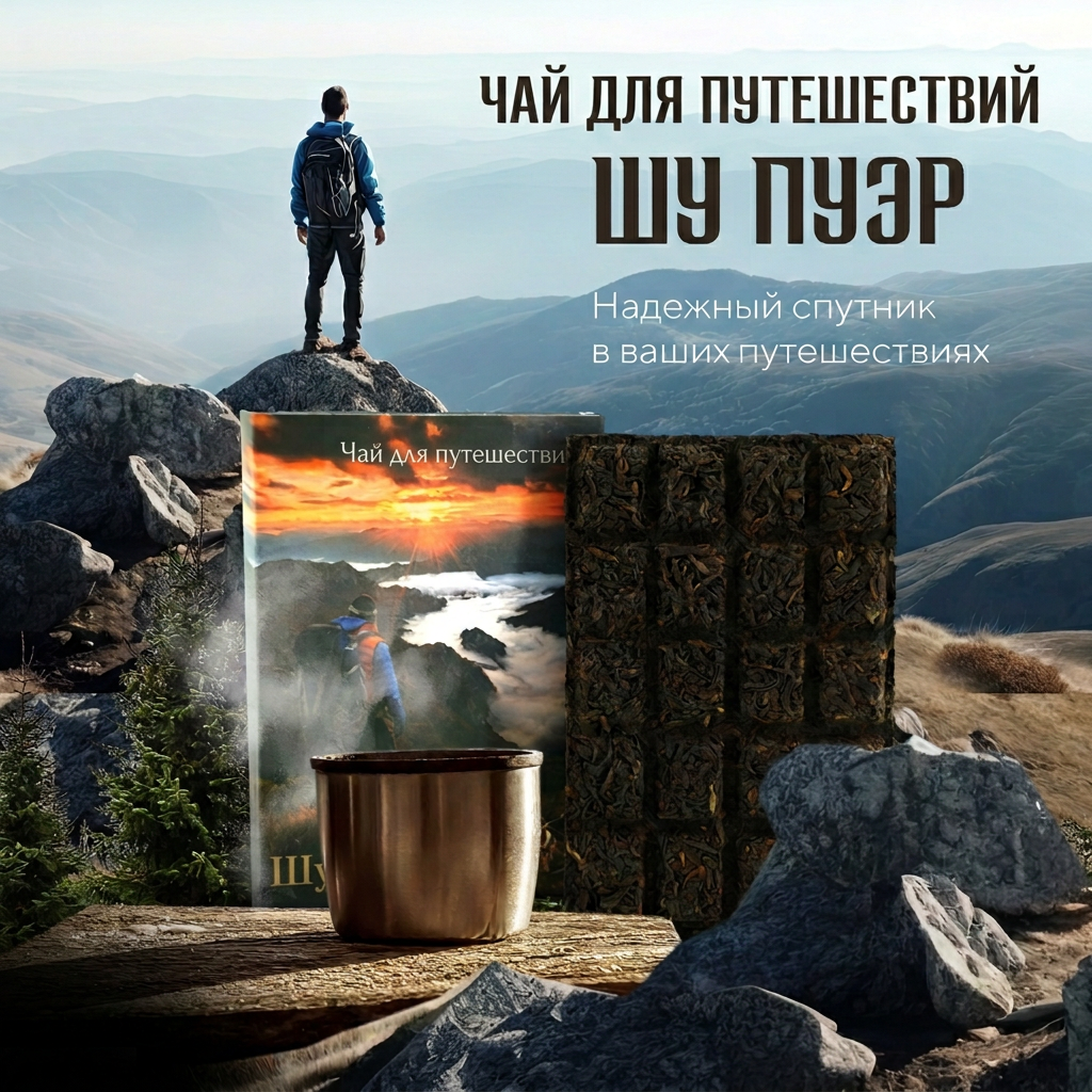 Прессованный шу пуэр - Чай для Путешествий "Шу Пуэр", 70 г.