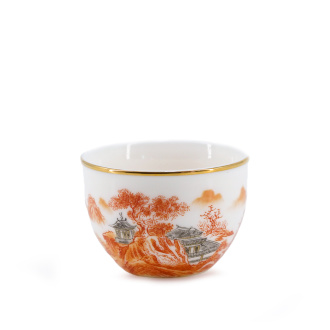 Пиала фарфоровая "Оранжевый закат", 100 мл.  | 茶杯. Цена: 1 580 ₽ руб.